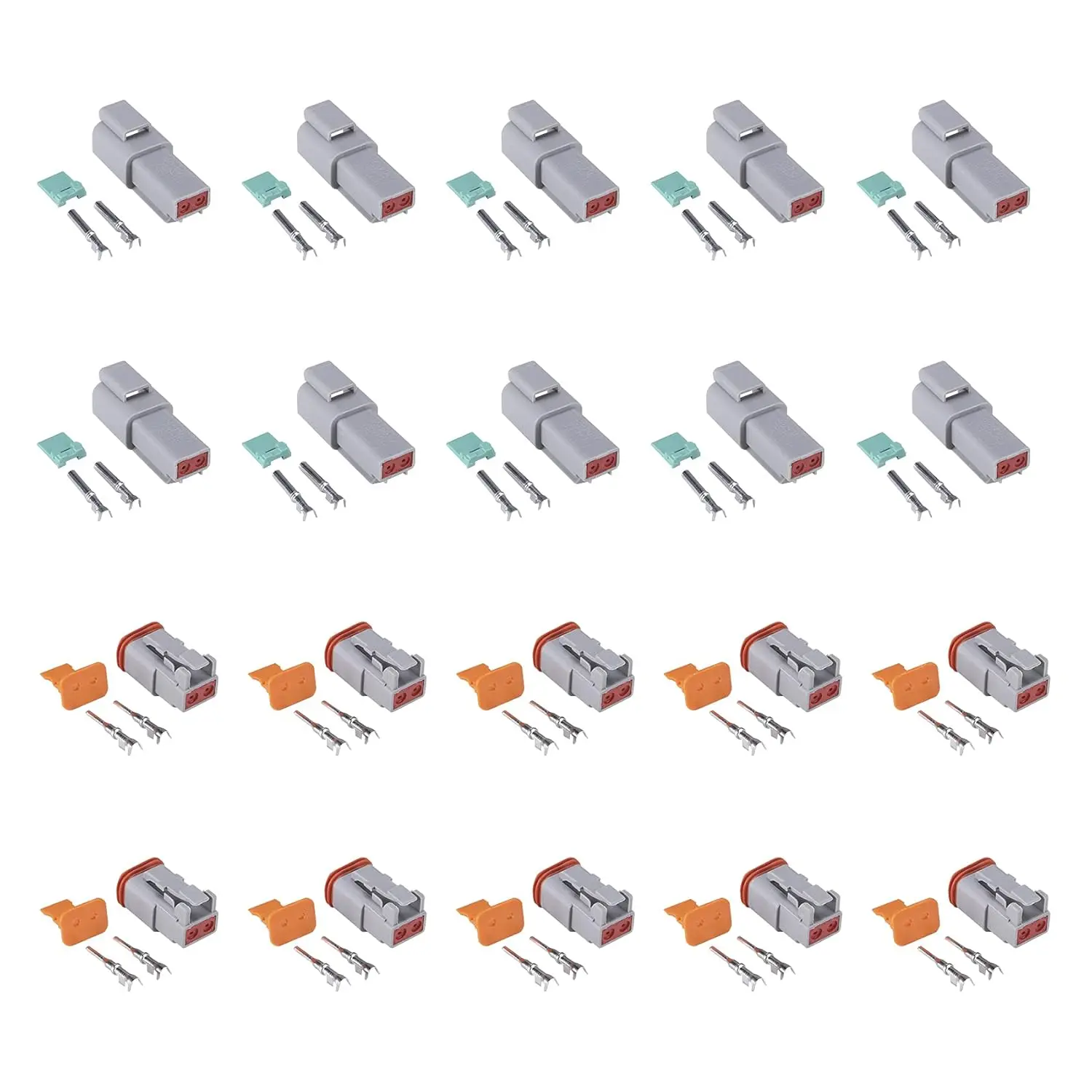 

10-Pack 2-Pin Waterproof Connector Kit, 13A Continuous, IP67 Rated for 14-18 AWG Wires