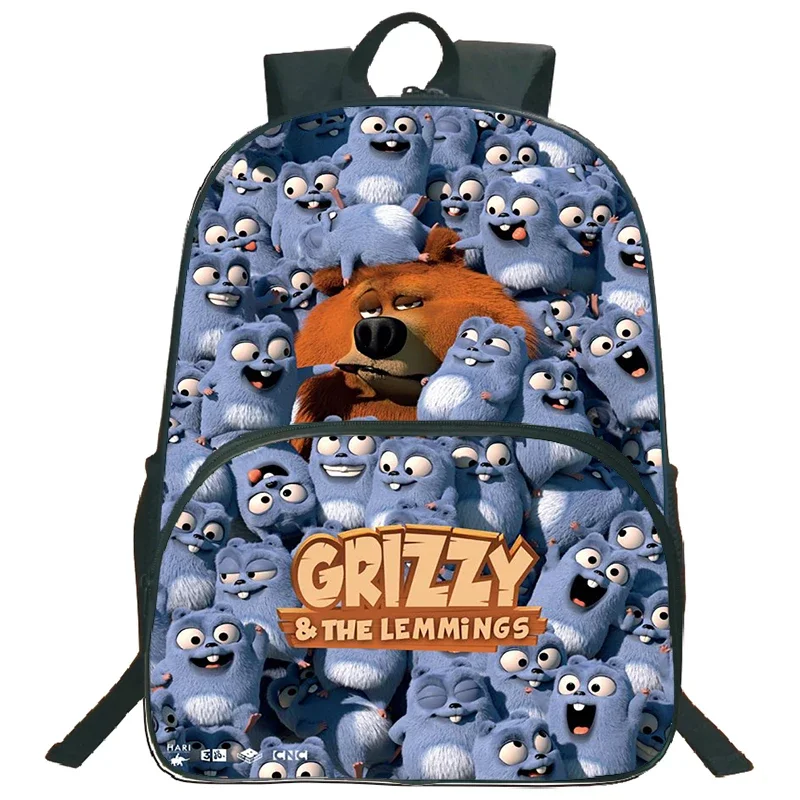 

New Grizzy And The Lemmings Children's Backpack Schoolbag Boys Girls Backpack Students Large Capacity Travel Bookbag Mochila