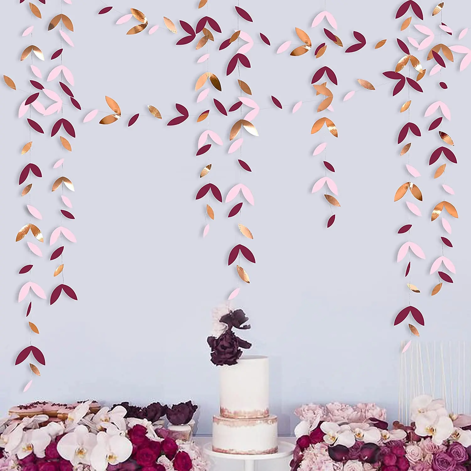 13 Fuß Spiegel, goldene Papierblatt-Girlanden, Blätter, Streamer-Dekorationen, zum Aufhängen für Gold, Geburtstag, Babyparty, Hochzeit, Weihnachten, Party-Dekoration – Detail 12