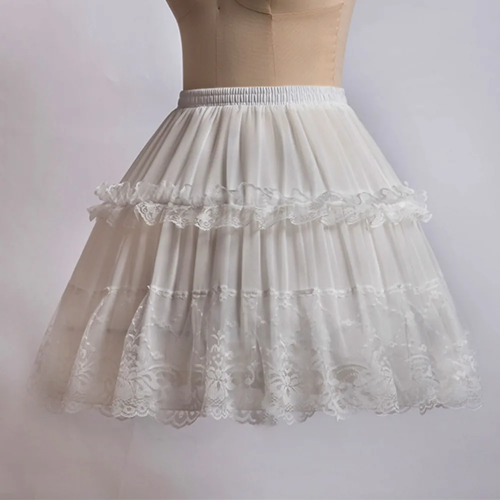 STEPHANIE Lolita Petticoat For Party Cosplay 2 Hoops Lace Fishbone Tutu Skirt Ball Gown Underskirt Short Dress Ballet Crinoline