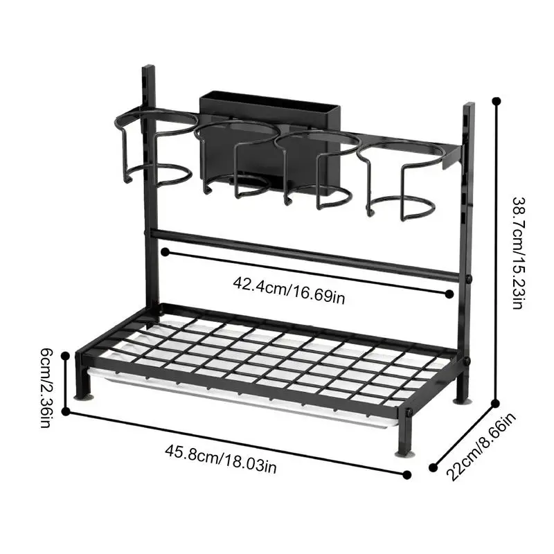 Water Bottle Shelf Rack Water Cup Storage Countertop Rack Countertop Cup Holder with 4 Fixed Holders for Pantry Refrigerator