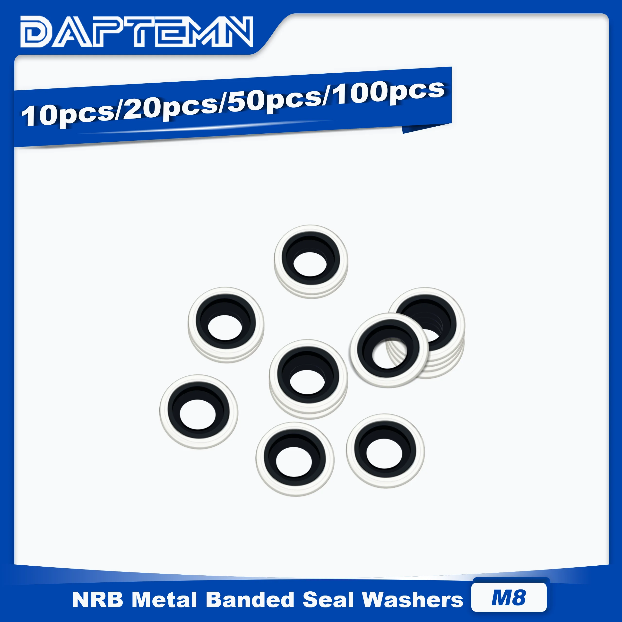 

M8 Bonded Sealing Washers, NBR Zinc-Plated Automotive Self-Centred Seal Rubber Washer, Crash Washers 10PCS 20PCS 50PCS 100PCS