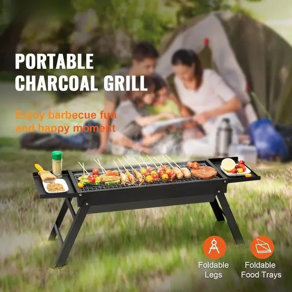 

23' Lightweight Charcoal BBQ Grill, Collapsible Stainless Steel Design for Picnics & Beach Parties - Portable Outdoor Grill