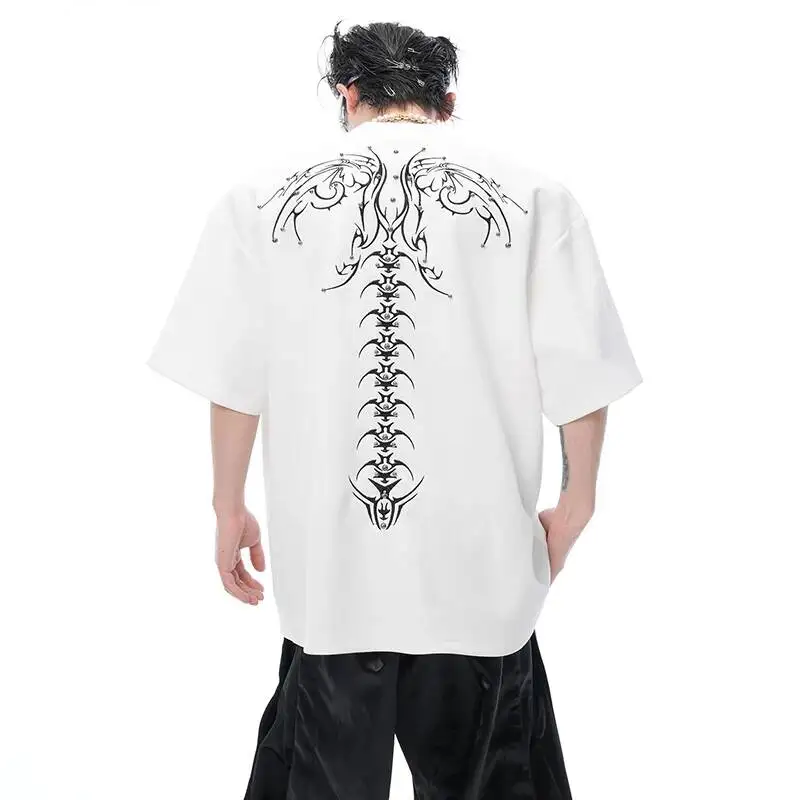 LUZHEN Sleeve Original Personalized Pattern Patchwork Design T-shirts Short Men's 2025 New Fashion Streetwear Loose Tops JY7129