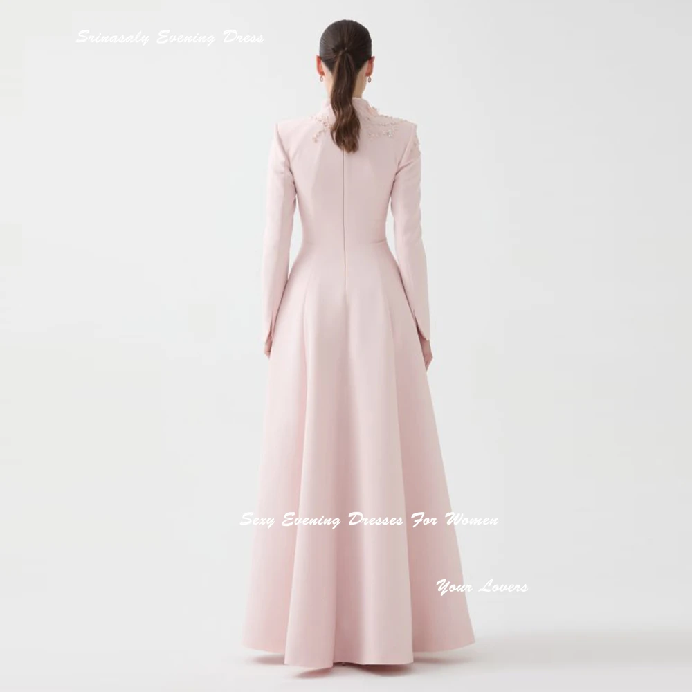 Customized Pink Crepe Evening Dresses For Sexy Women V-Neck Cocktail Party Gowns A-line Floor-length Pleated Prom Dress 2025