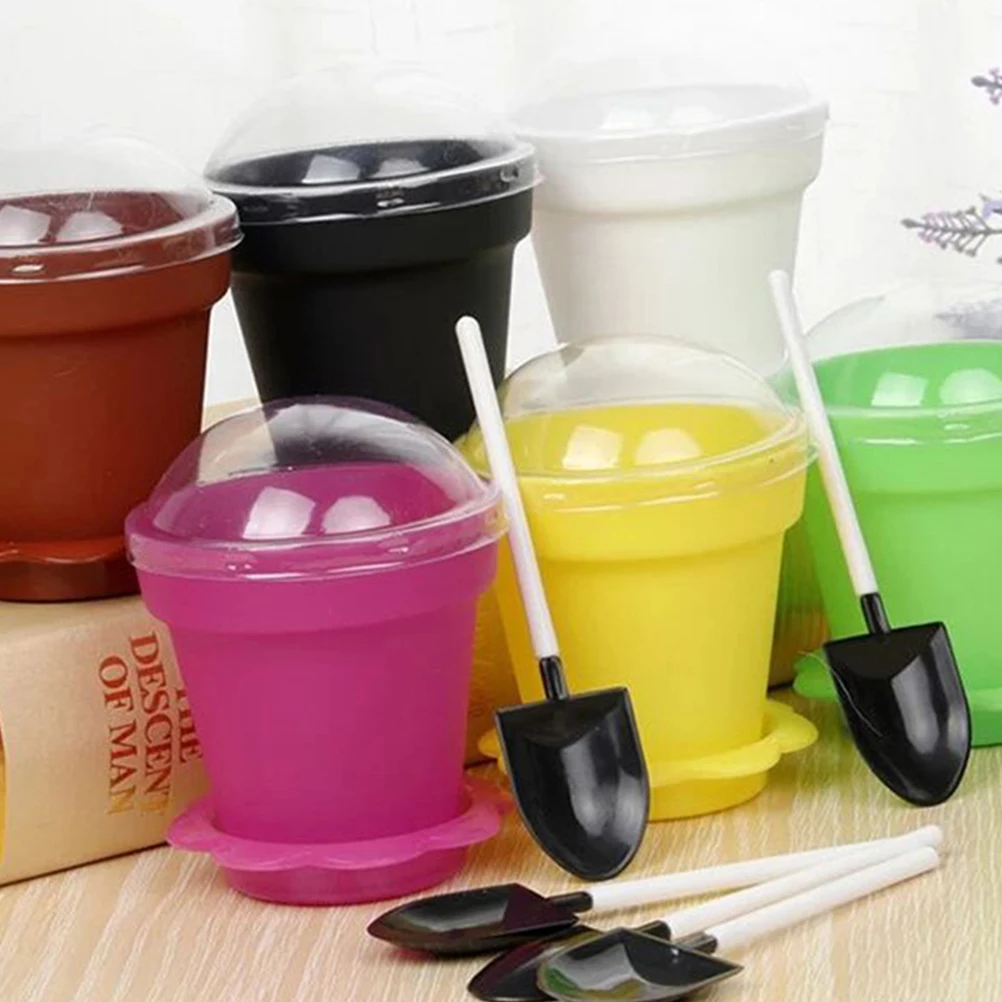 

20 PCS Dessert Cups with Lids Potted Cake Flower Mousse Pudding White Pots for Plants