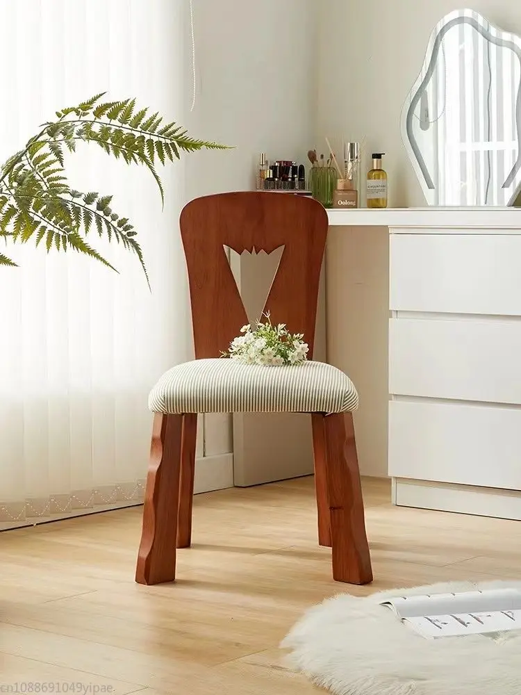 Middle dining chair bedroom all solid wood cloth soft bag leisure Japanese simple bench home living room Nordic