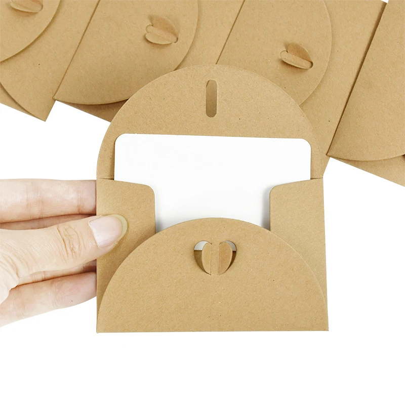 10PCS Kraft Paper Envelope 3D Love Button Invitation Greeting Card Valentine\'s Day Gift Letter Wedding Party Invitation Cards