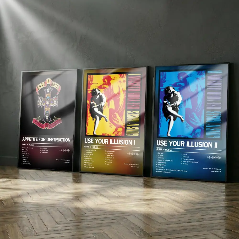 Conjunto de pôsteres do álbum Guns N R-Roses, arte de parede moderna para quarto, pintura em tela, arte impressa, decoração de parede para casa, presente