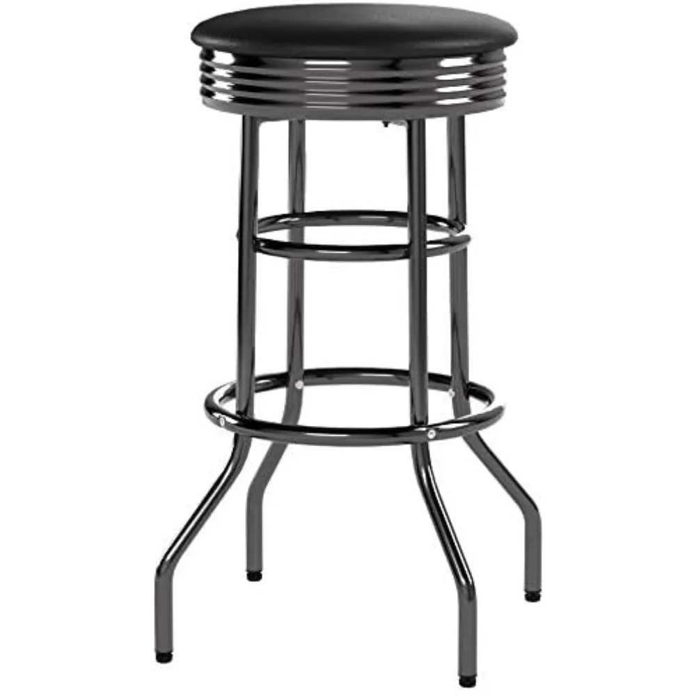 

Bar Stools 1 or 2 Set, 30-Inch Backless Swivel Bars Stools for Kitchen, Garage or Workshop, Chrome Finish with Faux Leather Seat