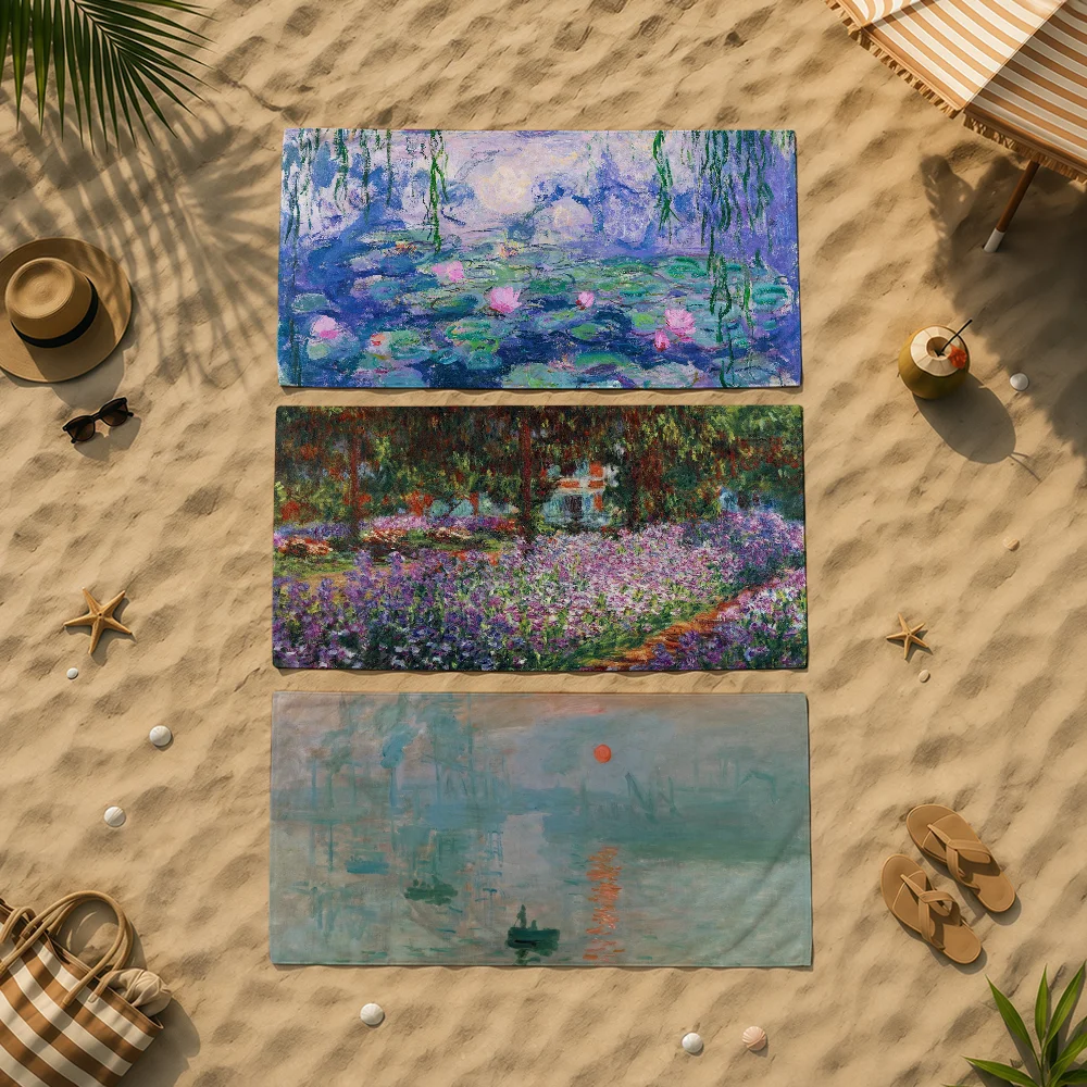 Art C-ClaudeS M-Monet Impression Sunrise Towel Beach Super Lightweight Bath Blanket Multi-Purpose Travel Swimming Pool