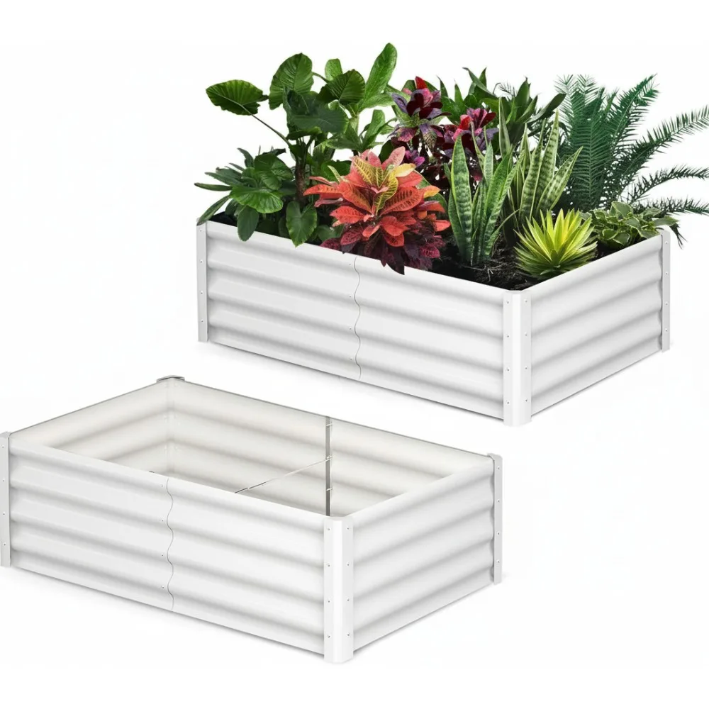 

6x3x1 ft Galvanized Raised Garden Bed, Rust-Resistant Steel Planter Box for Vegetables Flowers Herbs, Easy Tool-Free Assembly