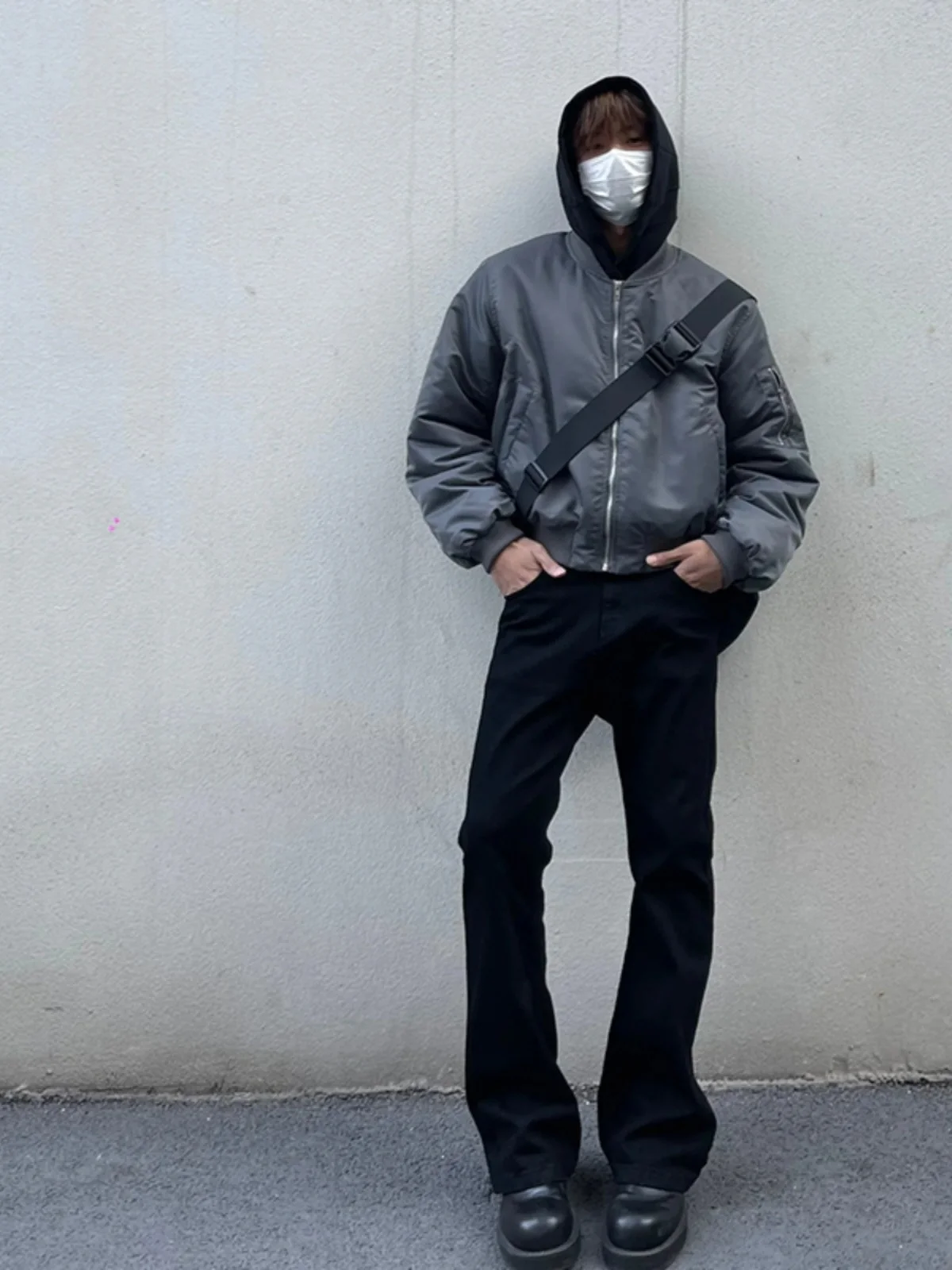 

Gray MA1 Pilot Jacket Men's Spring Autumn Style American High Street College Baseball Uniform Trendy Teenage Boys Outerwear