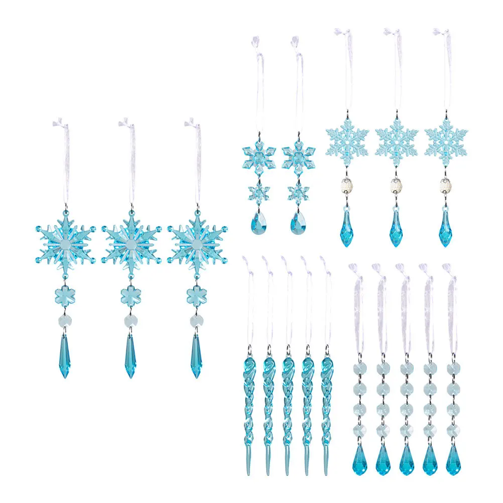 

18pcs Christmas Decoration Hanging Acrylic Ornaments Snowflake Bayberry Ball Xmas Tree Decorations Clear Shatterproof