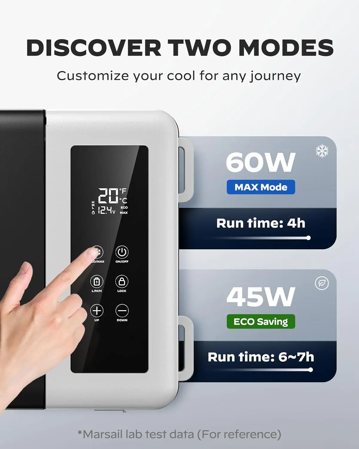 ثلاجة سيارة 12 فولت 25 كيو تي مبرد محمول -4 ° F إلى 68 ° F، تبريد الضاغط، وضع ECO، أسود #3