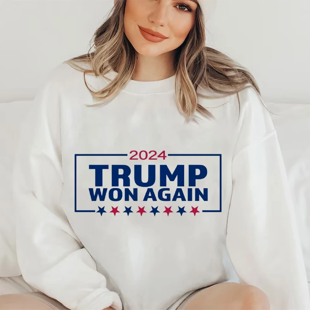 

Trump Won Again 2024 Graphic Sweatshirt Cusal Pullover Long Sleeve Shirt Comfort Colors Unisex Sportwear Round Neck Y2K Top