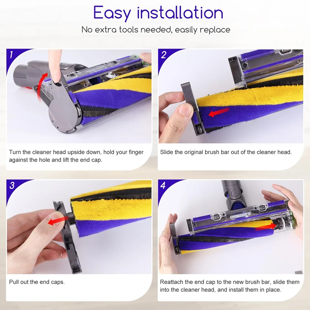 Unique! Soft Roller Brush Bar Replacement for Dyson V12 Detect Slim Handheld Vacuum Cleaner,Parts Number 971634-01