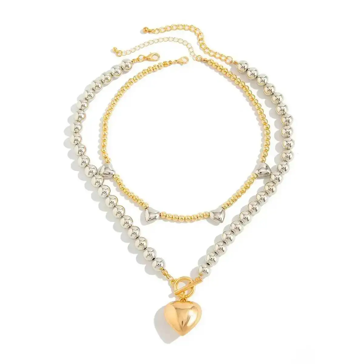 KunJoe 2 قطعة/المجموعة الشرير الحب القلب قلادة قلادة للنساء ريترو تكويم الاكريليك سلسلة من الخرز المختنق قلادة مجوهرات الحفلات 2026 #6