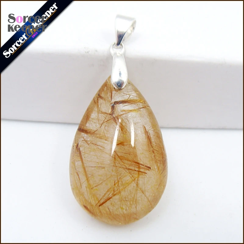 Natural Stone Fashion Ladies Rutilated Quartz Pendant Garden Crystal Quartz DIY Making Charm Necklace Jewelry Accessories OS494