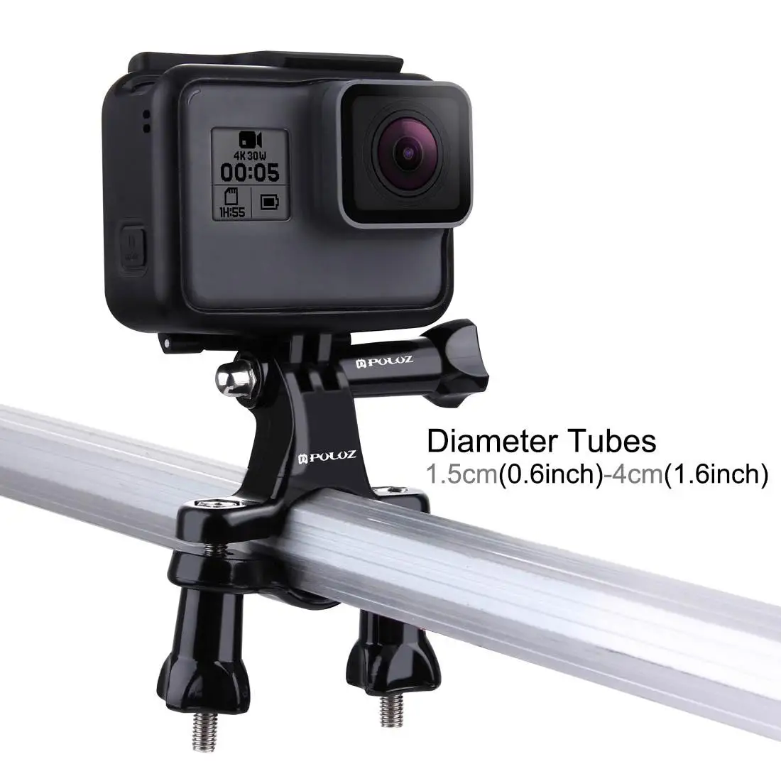 PULUZ Universal Bike Motorcycle Handlebar Mount with Screw Jaws Flex Clamp Mount for Insta360 / DJI and Other Action Cameras
