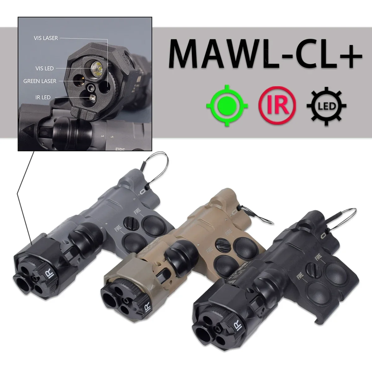 

Upgraded MAWL-C1 Weapon Gun Light Green IR Laser Sight Pointer With LED Flashlight For AR15 M4 Airsoft Rifle 1913 20mm Rail