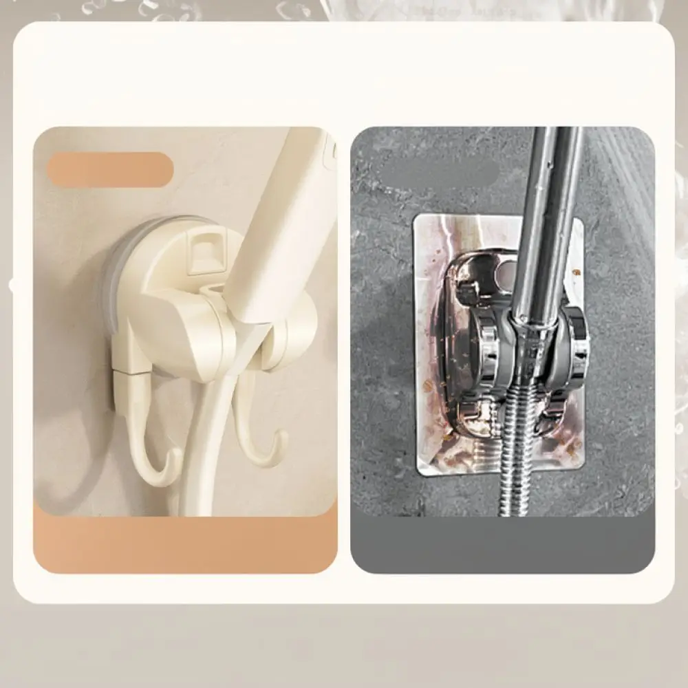 Adjustable Shower Head Support Suction Cup Bracket Bathroom Wall Mount Sprayer Stand Punch Free Handheld Shower Rack Organizer