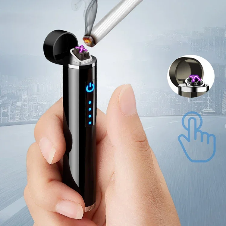 2025 Mini Touch-Activated Dual Arc Lighter, Windproof USB Rechargeable Más Ligera Electric Cigarette Lighter - Men's Gadget Gift