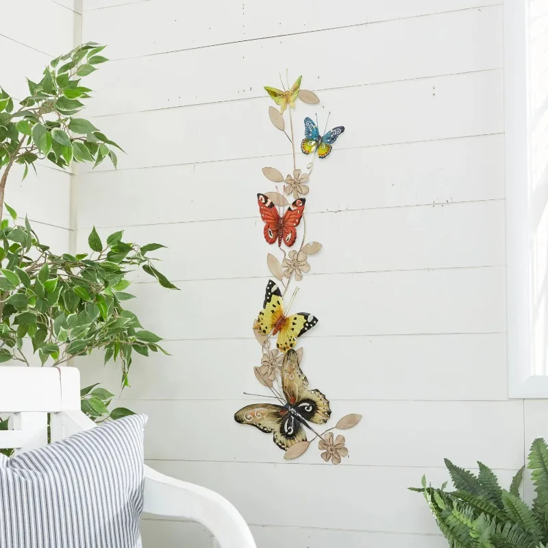 

NEW Multi Colored Metal Indoor Outdoor Butterfly Wall Decor