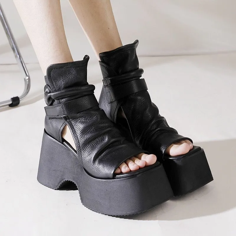 2023 Fashion Women\'s Shoes Peep Toe Women\'s Sandals Summer Platform High Heels Sandals Casual High Top Solid Shoes Zapatos Mujer