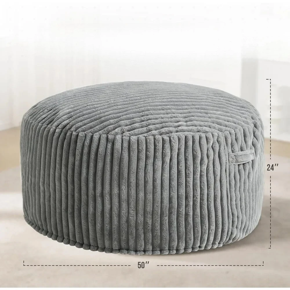 4-6ft Bean Bag Chairs, Adults Large Beanbag Chair W/Stripe Plush Cover Big, Bean Bag Chair for Living Room Bedroom Dorm Office