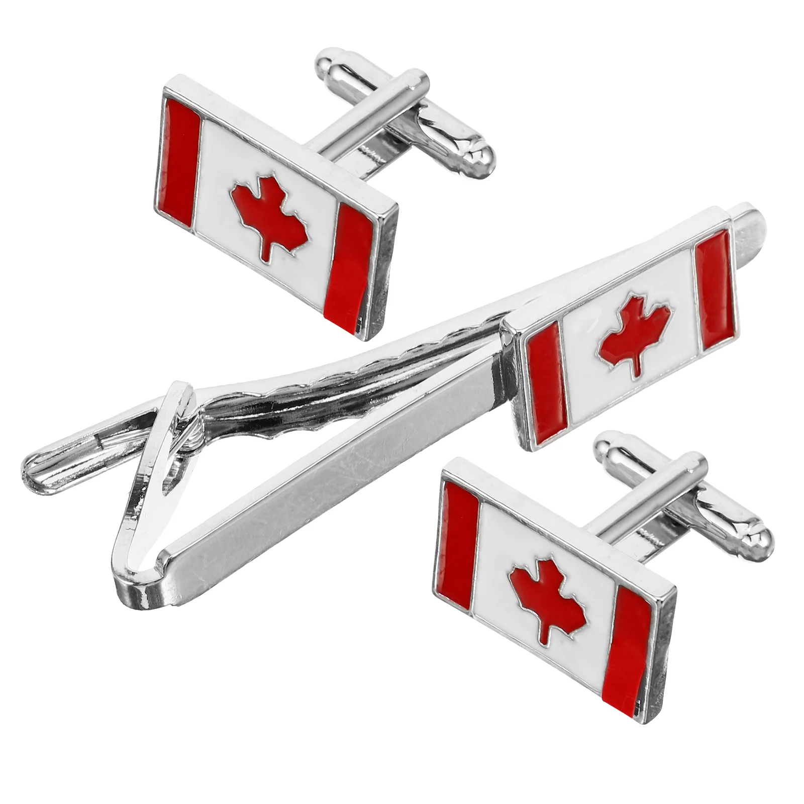 Receive Flowers Canadian Flag Cufflinks Man Tie Clips Apparel Pin Zinc Alloy Cable on Ties for Men