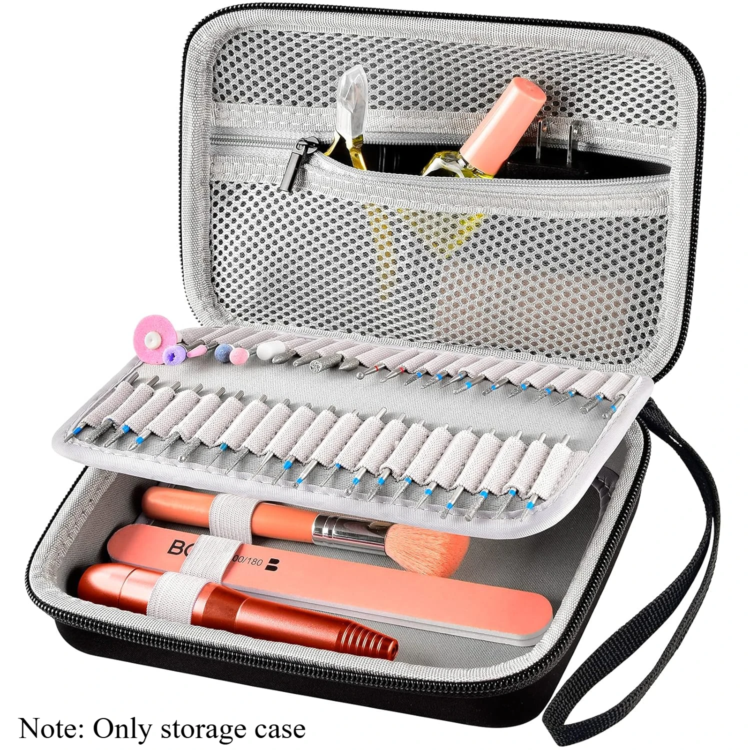 Hard EVA Carrying Case for Electric Nail Drill Kit ONLY, Portable Nail Drill Bits Holder Organizer with Handle, Professional Man
