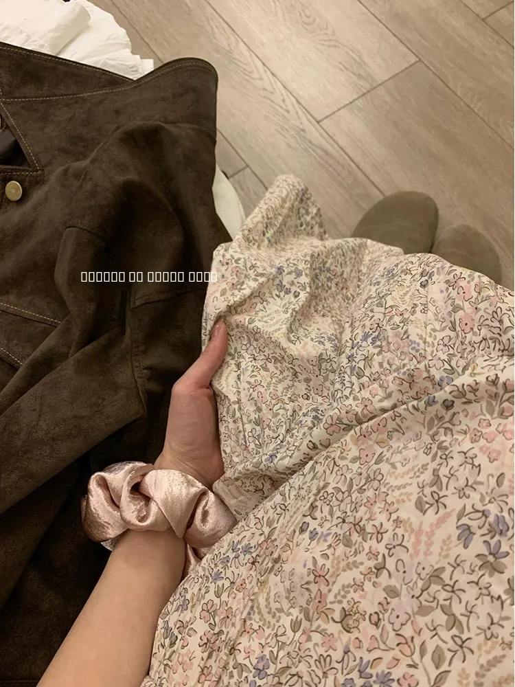 

Весенняя шикарная юбка-миди с цветочным принтом, женская юбка А-силуэта с внутренней подкладкой, средней посадки, из полиэфирного волокна