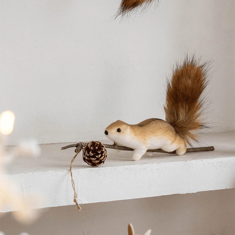 Christmas Decorations Squirrel Pendant Simulation Cute Squirrel Christmas Tree Creative Doll Doll Small Pendant 2025 Gifts