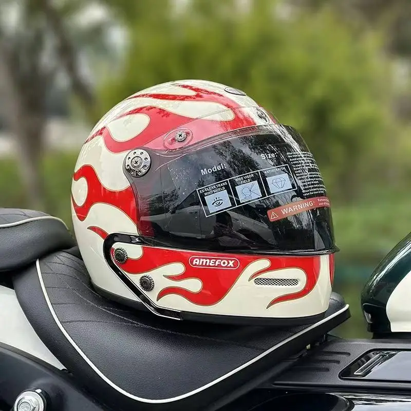 고품질 빈티지 오토바이 헬멧 인증 헬멧 전체 사이클링 페달 스쿠터 조합 capacete de moto masculino