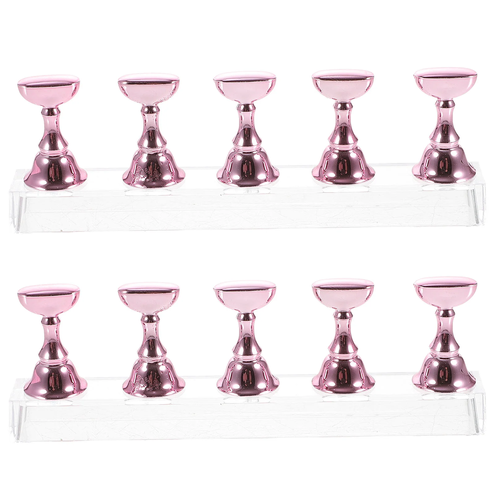 

2 Sets Acrylic Magnetic Nail Tip Holder Plating Stand for Press On Painting Nails Manicure Practice Display Tool Stable