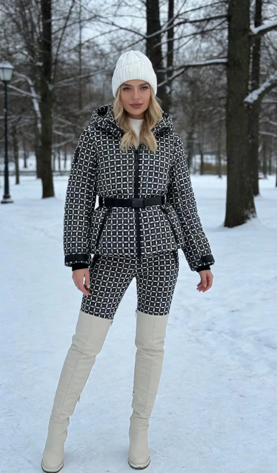 

Зимние лыжные брюки из двух предметов, женская зимняя спортивная парка с капюшоном и подкладкой + женские уличные высококачественные ветрозащитные толстые теплые зимние брюки