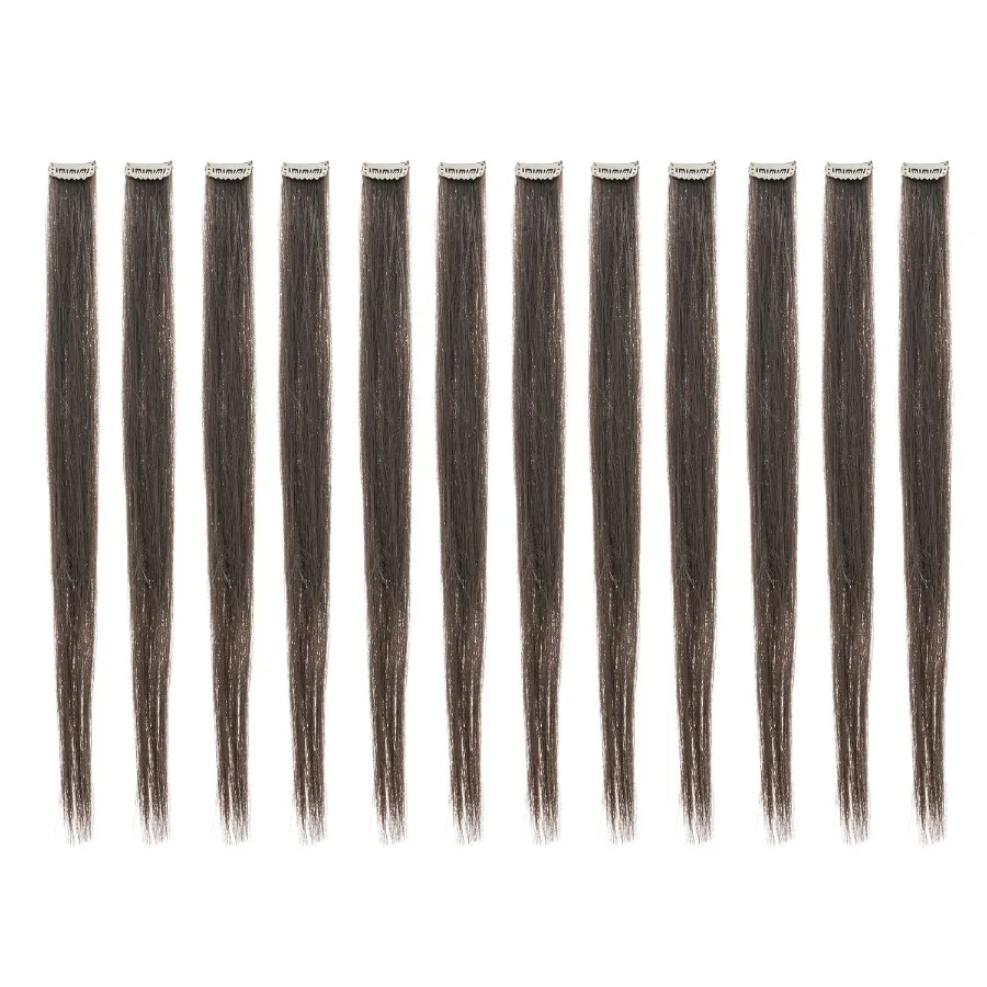 12 قطعة مستقيمة لون واحد يسلط الضوء على وصلات الشعر كليب على قطع الشعر الاصطناعية للنساء مع خطوط الشعر الملونة في D