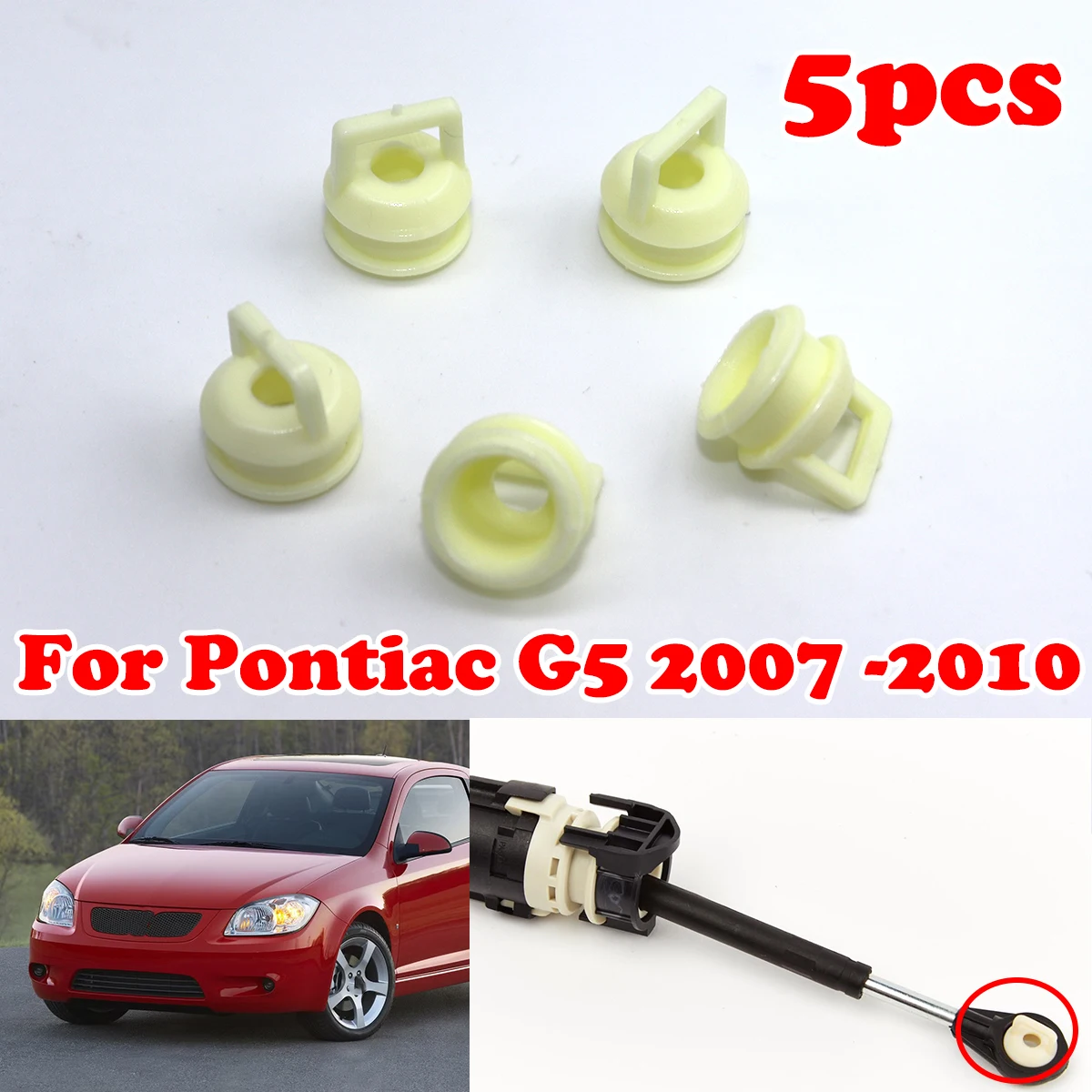 

5pc For Pontiac G5 AT Gear Shifter Cable Bushing Rubber Sleeve Grommet Clip Shift linkage End Repair Kit 2007 2008 2009-2010