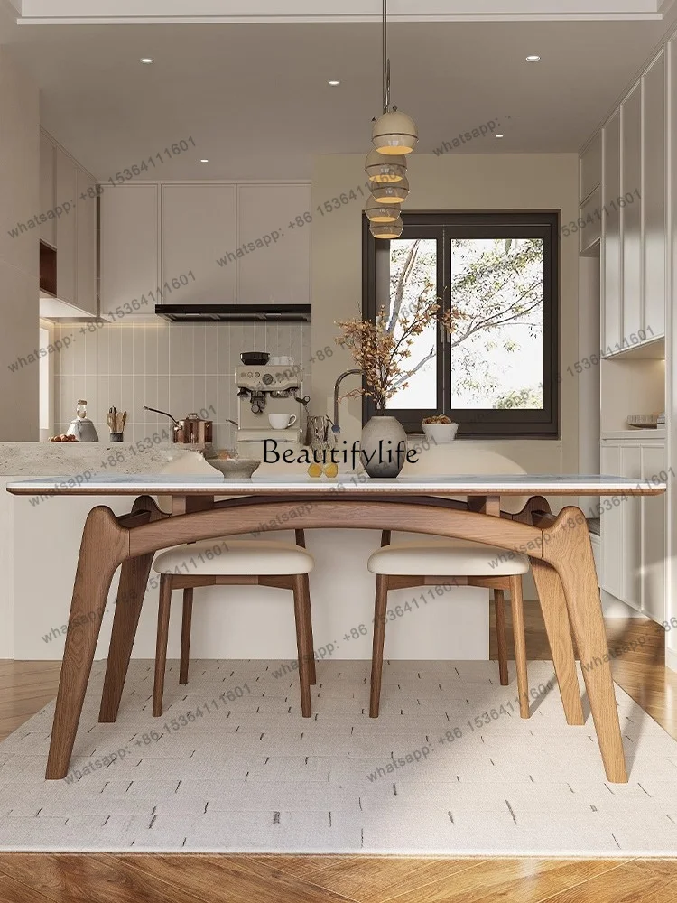 Wood Rock Slab Dining Table Modern Simple Imported Ash Wood Nordic Rectangular Dining Table