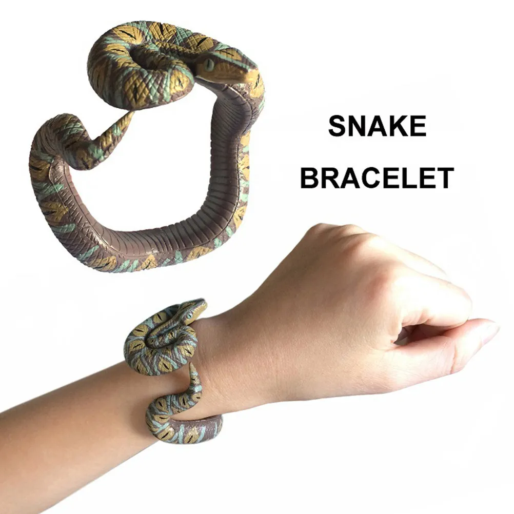 

4 Pcs Artificial Snake Realistic Toy Halloween Bracelet Horror Wristband Prank Simulated