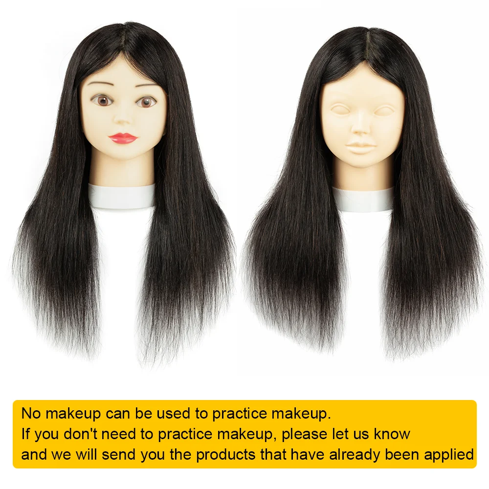 18inches 100% Human Hair Mannequin Heads For Hairdresser Dummy Doll Heads Hairdressing Can Be Dye Bleach Perm Etc