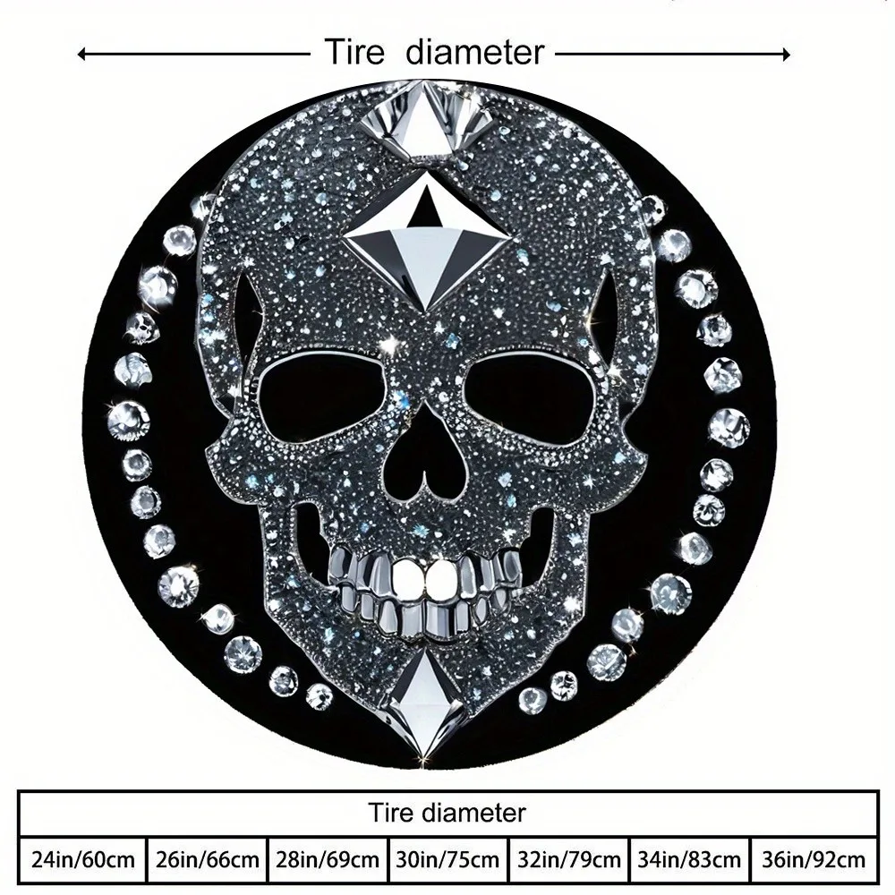 Diamond Skull Tire Cover Gothic Luxury Polyester Protector for SUV Truck Spare Wheel