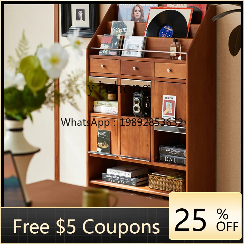 

solid wood magazine cabinet simple living room study bookcase small apartment retro storage locker