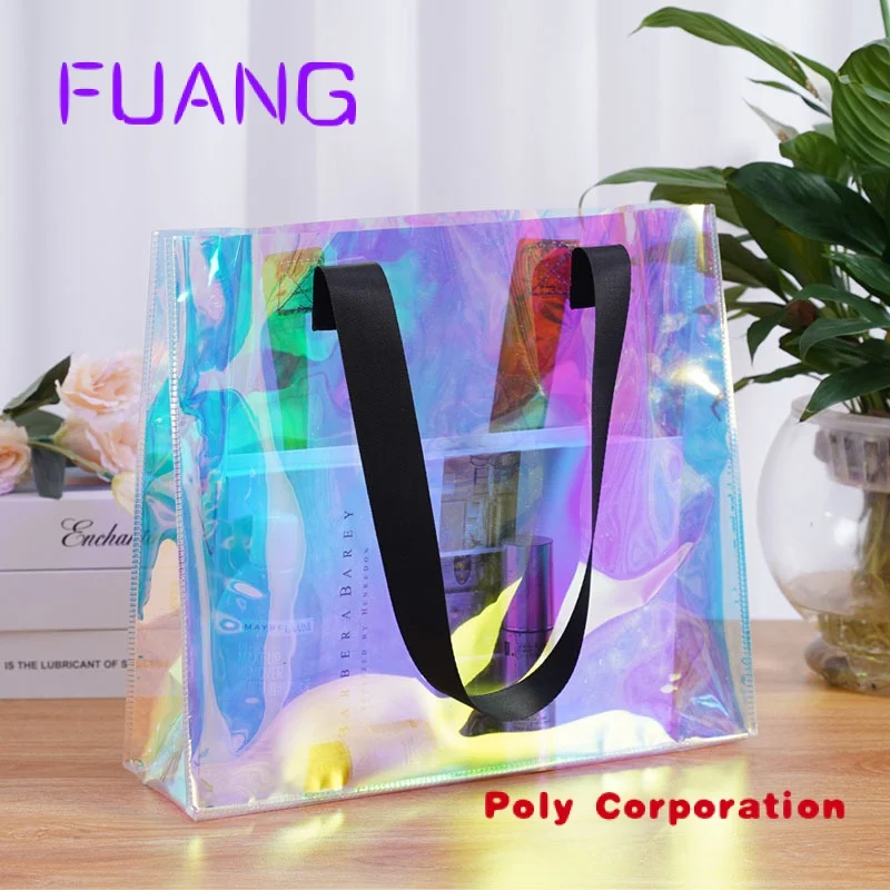 

Custom Colourful Dazzling Clear Luxury Shopping Bag Plastic Aluminum Foil Packing Bags Silver Resealable Transparent Poly Bag