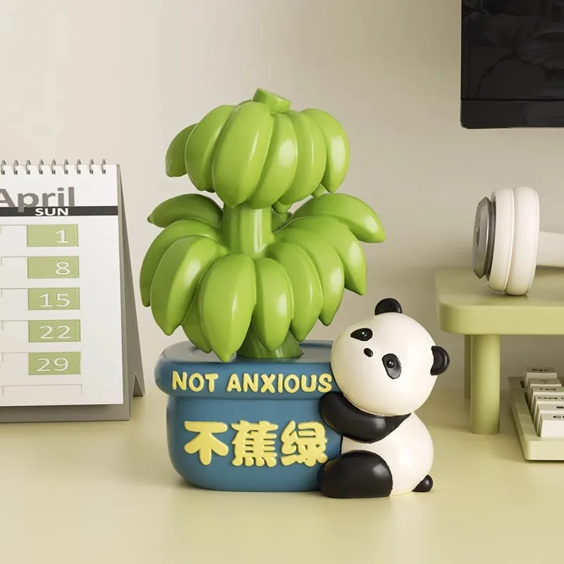 Panda Office Desk Decoration Green Prohibit Anxiety Relax Mood Stabilizer Artifact Cultural Souvenirs Decompression Gift Desk