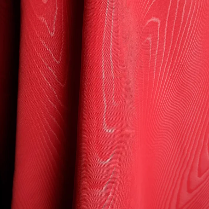 Red Wood Grain Jacquard Fabric DIY Dress Curtains Tablecloth Home Designer Textured Material Sewing Background Decoration Crafts
