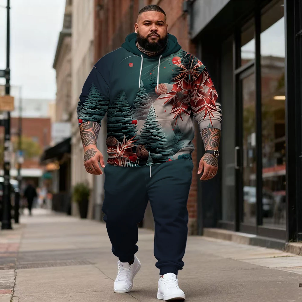 

Мужская толстовка с капюшоном больших размеров S-9xl: Рождество — мягкая ткань, теплая, праздничные принты, удобная для больших и высоких парней