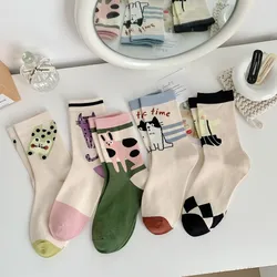 Funny Socks 2024 Fashion Harajuku Vintage Cotton Women Socks Casual Fashion Cartoon Printing Japanese Kawaii Girls Cute Socks