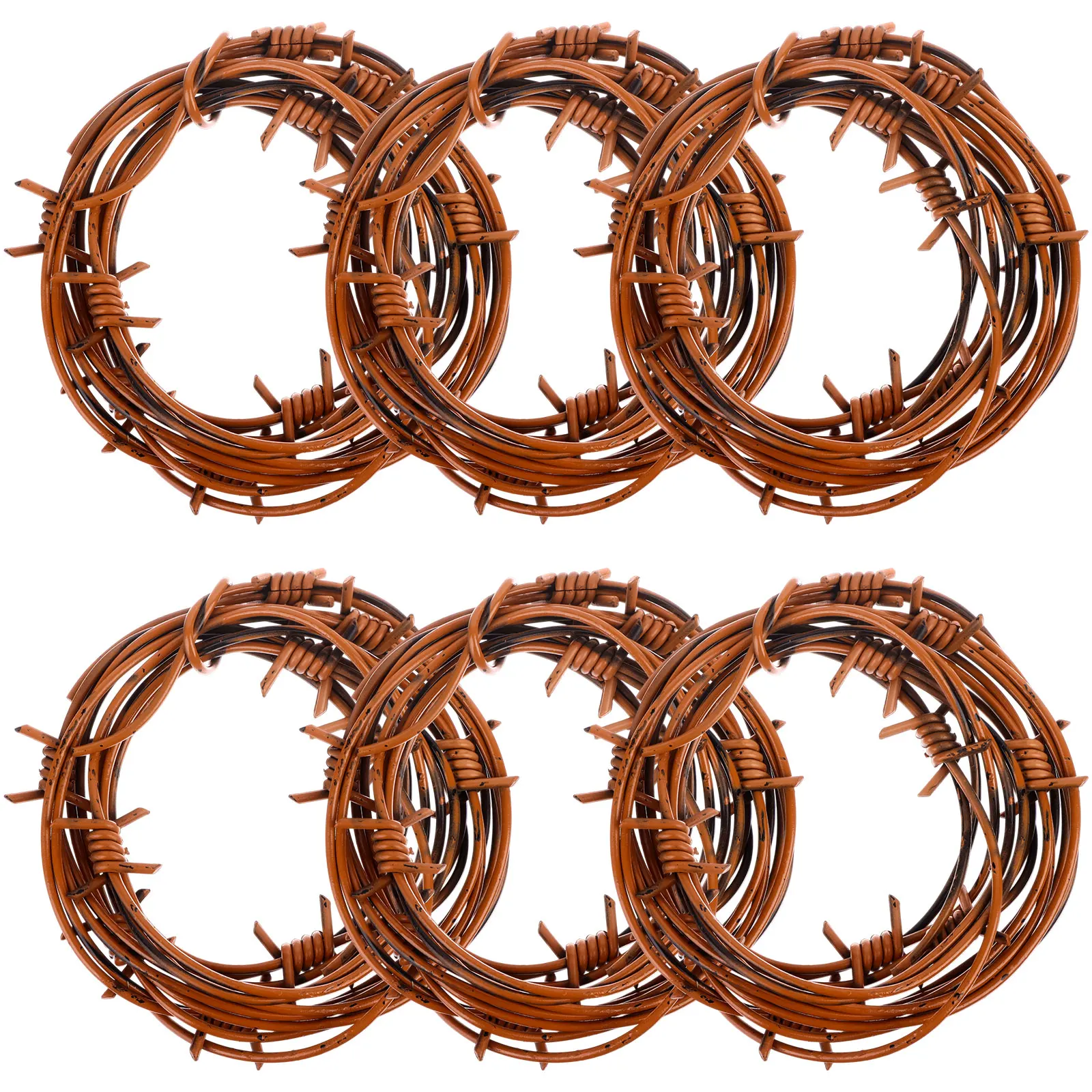 49 Foot Fake Rusted Barbed Wire Decoration 6 Pcs Halloween Plastic Barb Wire Decoration Prop Rust Red Western Decor Rusty Wester